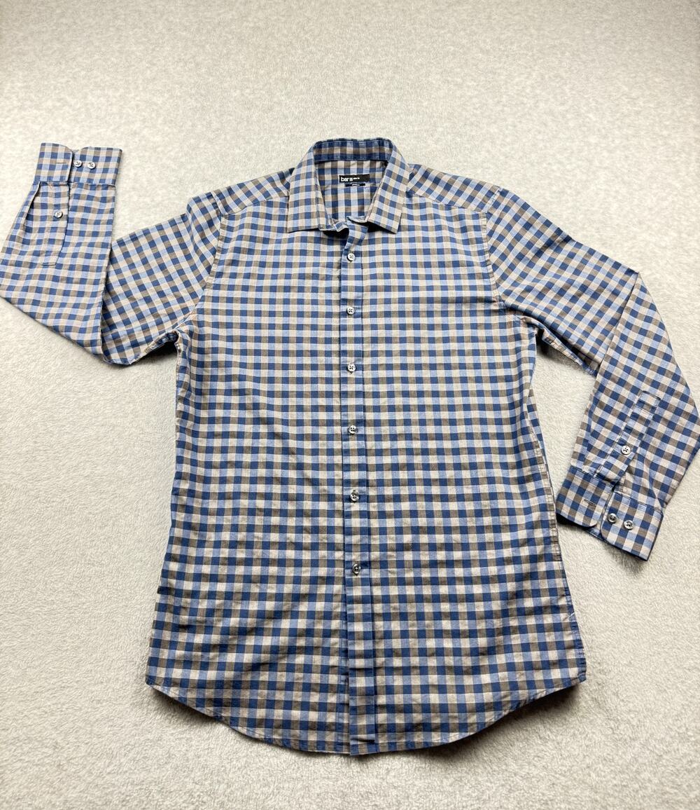 Blue & beige Dress Shirt Medium 15-15.5 Slim fit Long Sleeve
